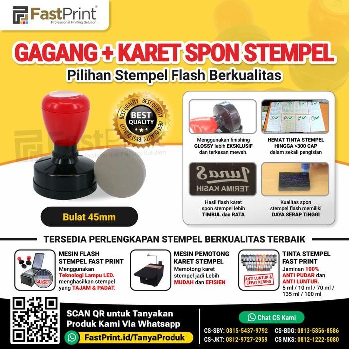 

Terlaris! Gagang Stempel Flash & Karet Spon Stempel Potongan Model Bulat 45 Mm