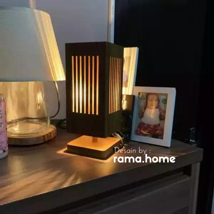 Lampu Meja Kayu Hias / Lampu Tidur Unik Minimalis Murah BERGARANSI