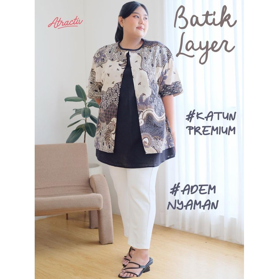 Pilihan- Atractiv Blouse Batik Jumbo Wanita Atasan Lengan Pendek Ld120 Ld130 Ld135 Ld142 Crepe