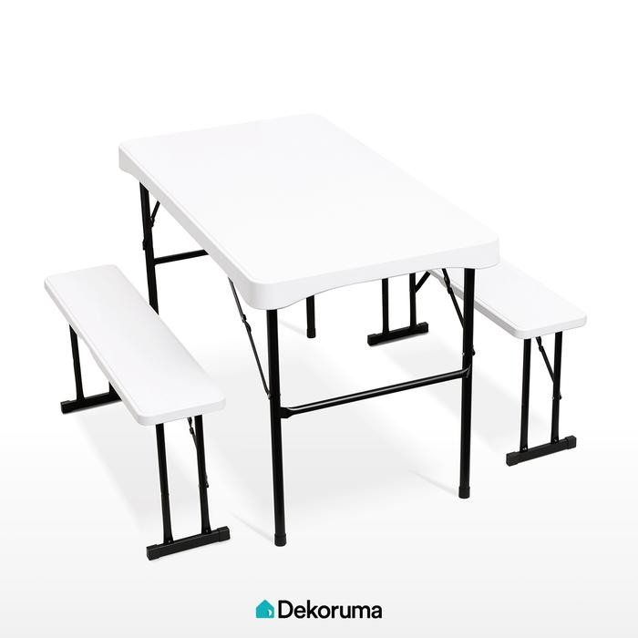 Dekoruma CLIV Set Meja dan Kursi Lipat Serbaguna / Meja Kursi Piknik Plastik - Putih