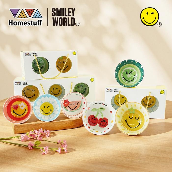 [SNI] HOMESTUFF x SmileyWorld / Hampers Mangkok Set SmileyWorld / Motif SmileyWorld lucu / Bowl Set