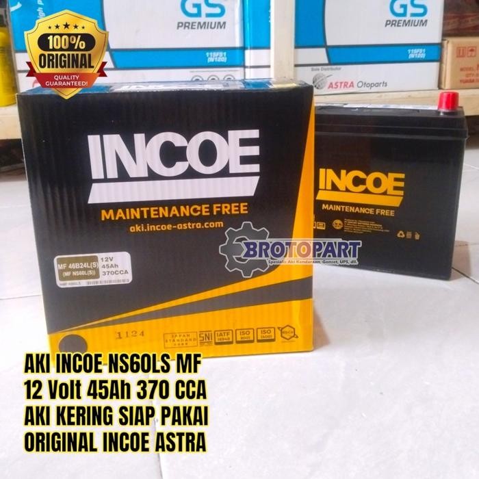 Spesial Aki Mobil Toyota Yaris, New Vios, Limo, Etios Incoe Astra Ns60Ls Mf Accu Kering 45Ah