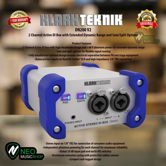 Klark Teknik Dn200 V2 2 Channel Active Di Box With Ext Dynamic Range