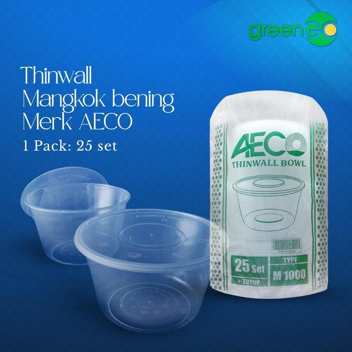 MANGKOK THINWALL AECO 1000ML ISI 25 SET MANGKOK PLASTIK THINWALL BULAT