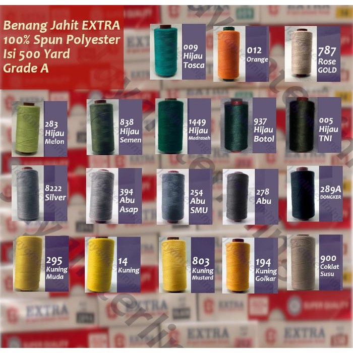 Benang Jahit 500 Yard Merek EXTRA MURAH ECERAN