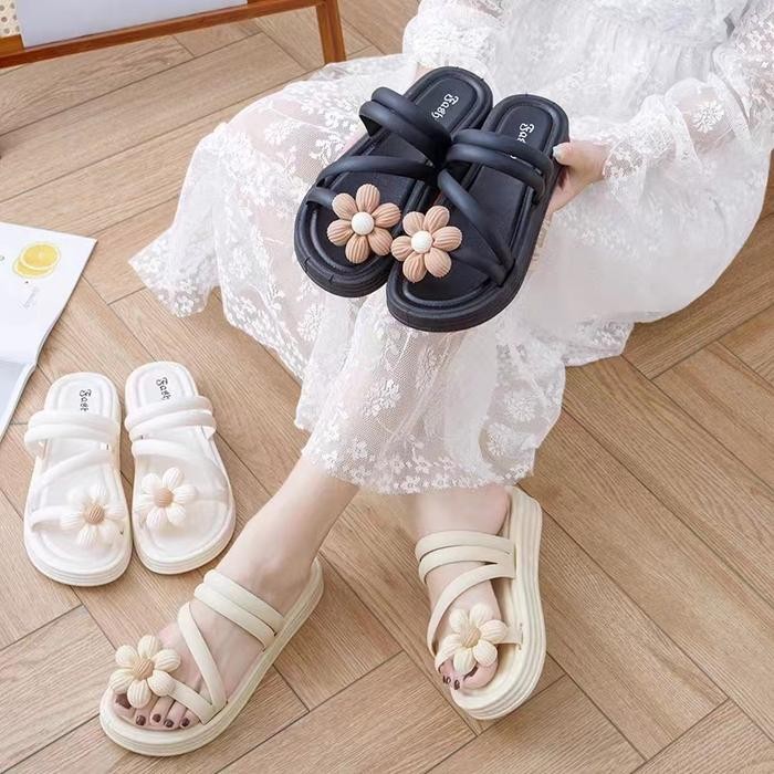 P0B2  [Cod] Sandal Flower/ Sandal Stipe Flower/ Sandal Anti Slip/ Sandal Platform