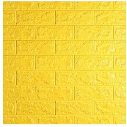 [ PAKET 10 LEMBAR ] Wallpaper 3D Foam Batu Bata / Sticker Dinding Timbul Warna KUNING