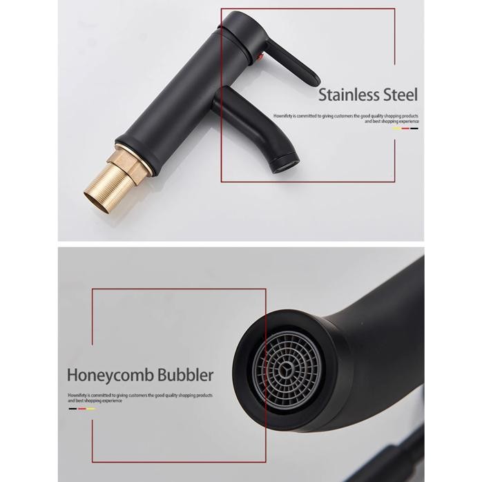 Termurah Keran Air Elegan Wastafel Stainless Steel Black Gold Terlariss 