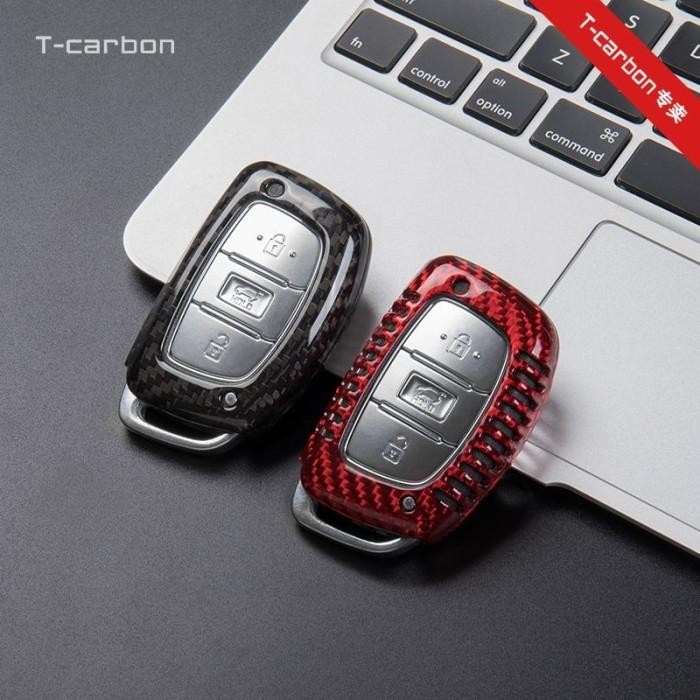 T-Carbon Key Case Sarung Cover Kunci Hyundai Creta , Hyundai Stargazer