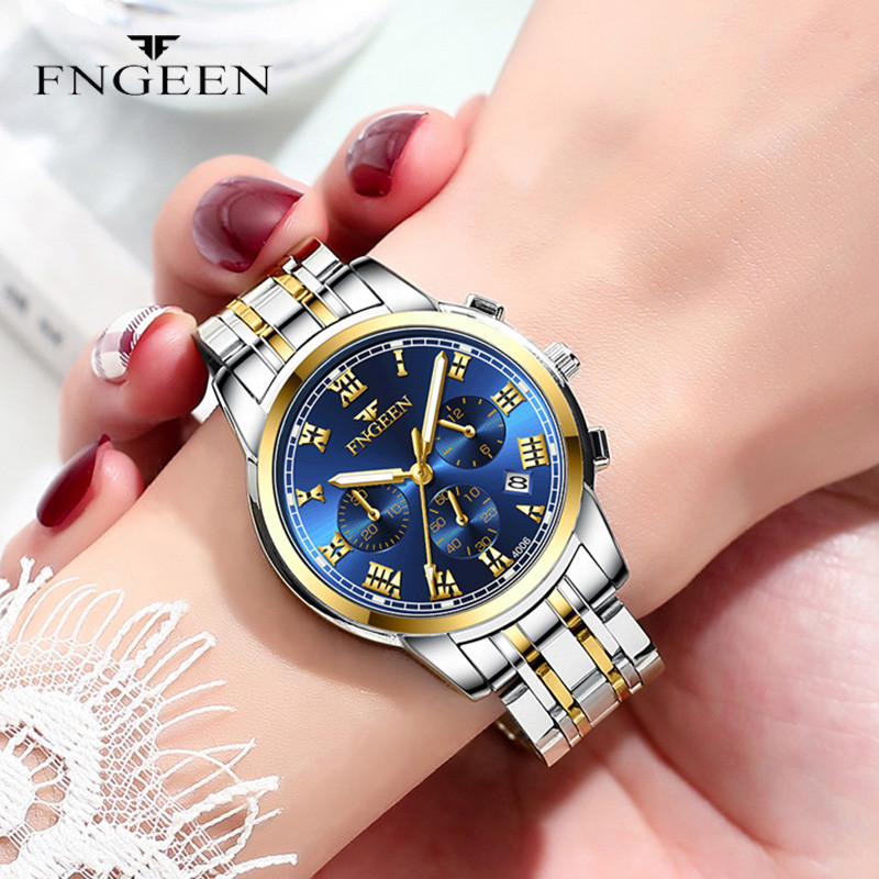 IMPORT FNGEEN Luxury Quartz Watch Women Elegant Stainless Steel Watch Luminous Waterproof Date