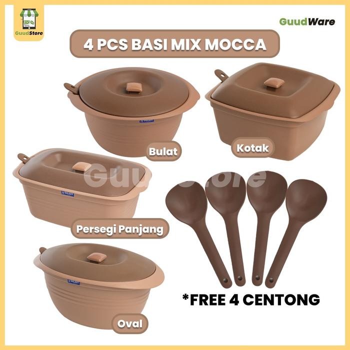 ( ISI 4 PCS ) PAKET X WADAH SAJI PRASMANAN SET/ PAKET X BASI SET SAJI PRASMANAN PLASTIK ESTETIK