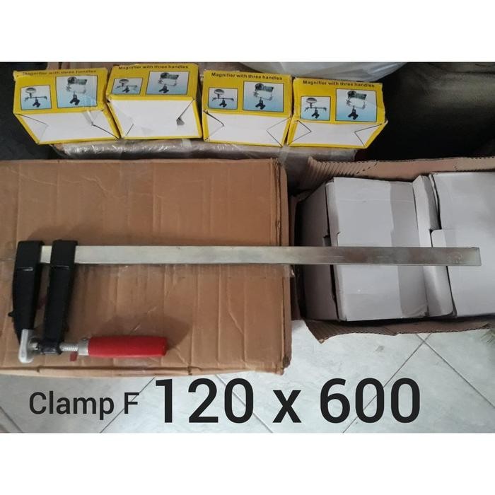 Clamp F 600 x 120mm catok kayu 60cm model lama gagang kayu merah