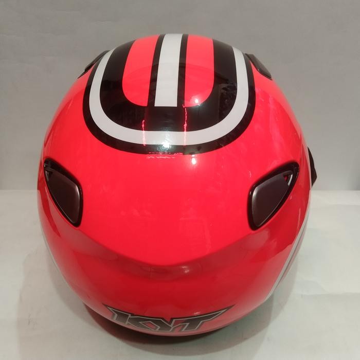 HELM KYT ELSICO SUPER FLUO #1 RED FLUO BLACK HELM HALF FACE