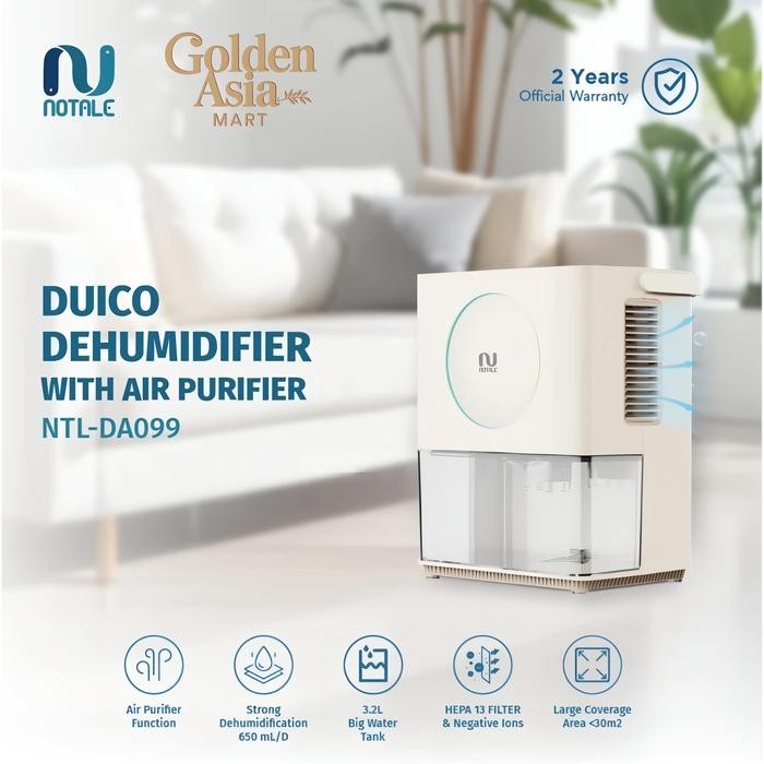 Notale Duico Dehumidifier With Air Purifier Pembersih Penyerap Lembab