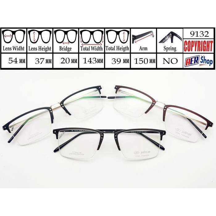 Promo Original Kacamata Minus Half Frame Palman Frame Kacamata Minus Kotak