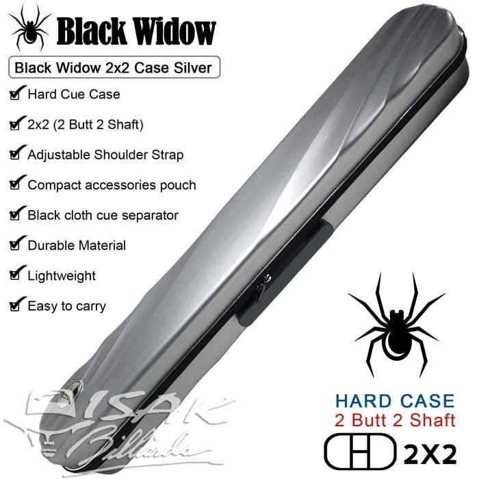 BARANG TERLARIS !!! Black Widow 2x2 Hard Cue Case Silver - Tas Stick
