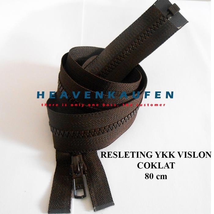 Resleting Zipper Jaket YKK 80 cm Warna Coklat Type Gigi Vislon Set Buka-Lepas Harga Per Pc