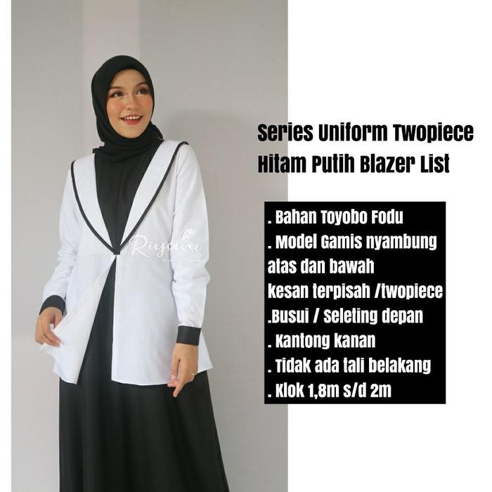 ORIGINAL gamis pns hitam putih toyobo riyani READY STOCK