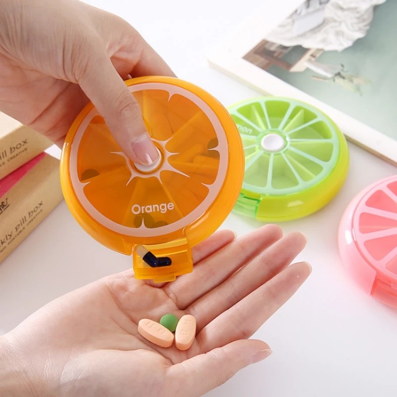 Mini Pill Box Weekly Medicine Pill Box Rotating Pill Box Case Splitter Pill Organizer Portable Trave