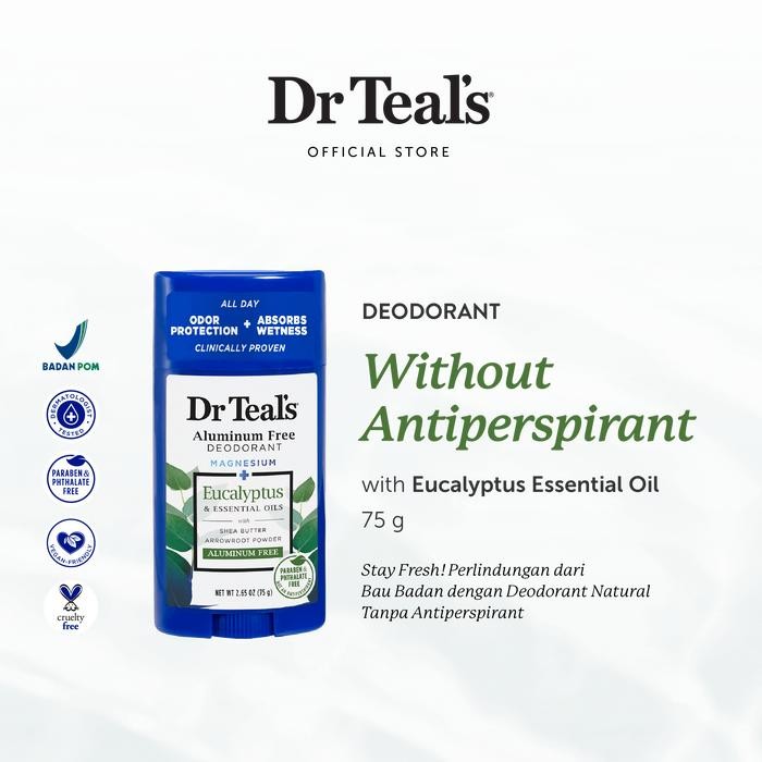 PROMO Dr Teal's Deodorant Magnesium/Deodoran Tanpa Antiperspirant - Eucalyptus & Spearmint