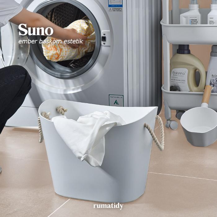 BERKUALITAS  SUNO Ember Baskom Putih Estetik Nordic Style Mewah Multifungsi Peralatan Kamar Mandi