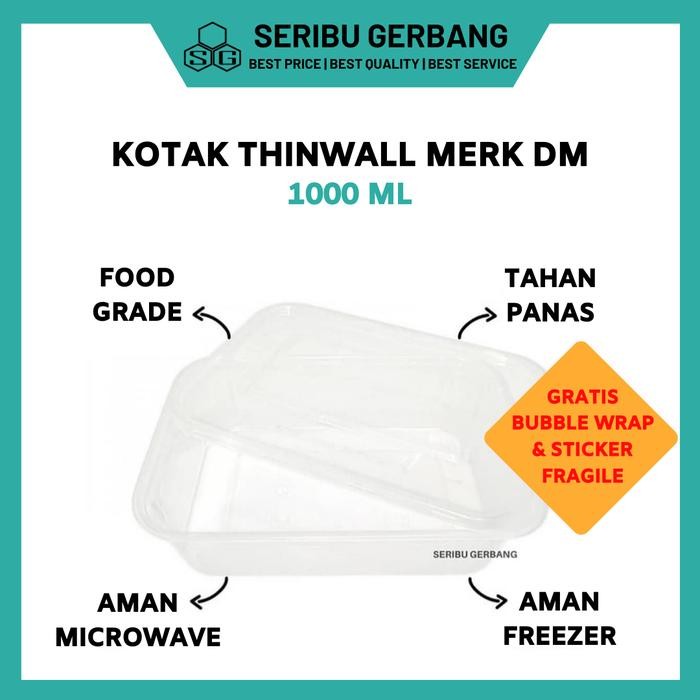 TERMURAH KOTAK MAKAN PLASTIK THINWALL MERK DM 1000ML / BOX 1000 ML