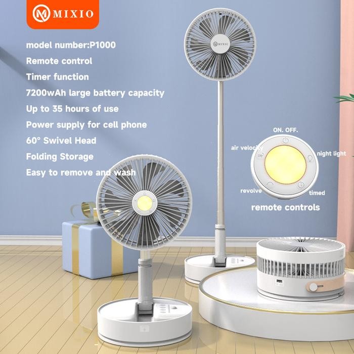 Mixio P11 Kipas Angin Lipat Fan Portable Remote Control Auto Swing