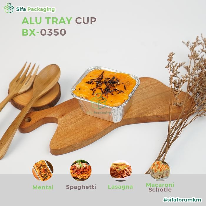 Alumunium Foil Tray Cup Bx 0350 + Tutup Lasagna Macaroni Schotel Klapertart Pastel Tutup Mini Pie