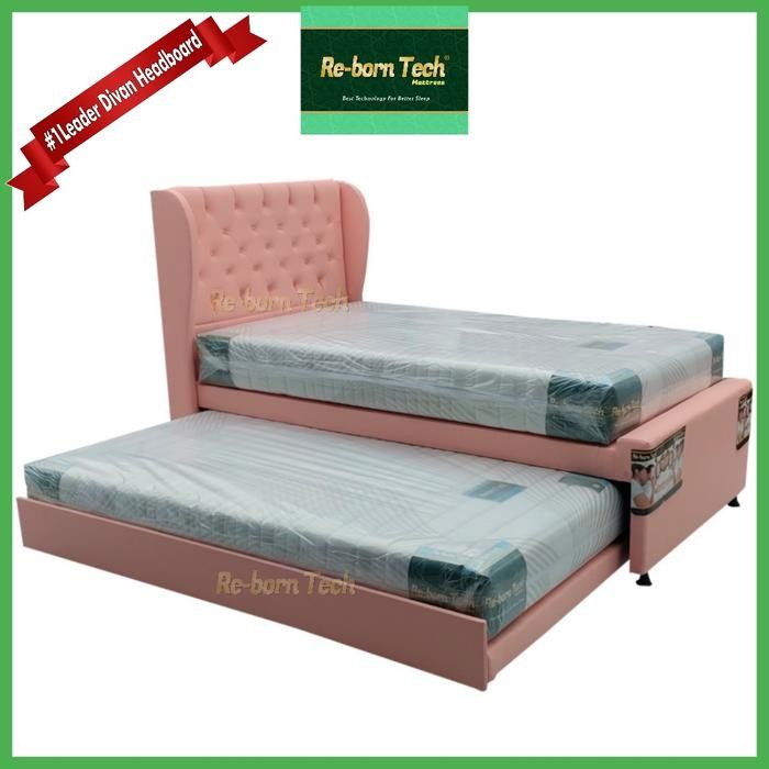Paket Re-born Tech Divan Sandaran Sorong 2 in1 Dipan Susun+Matras Kasur Super Orthopedic