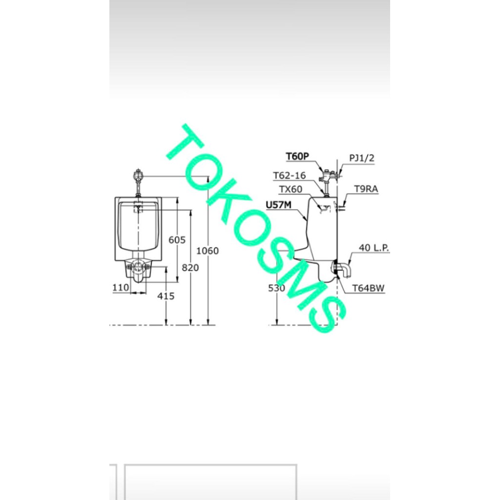 ok63- Urinal Toto U57M Urinoir Toto U 57 M Toto