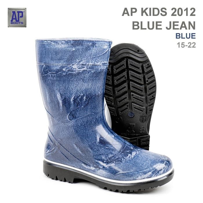 Sale AP Boots AP KIDS 2012 BLUE JEANS - Sepatu Boot PVC Anak Motif Terlaris