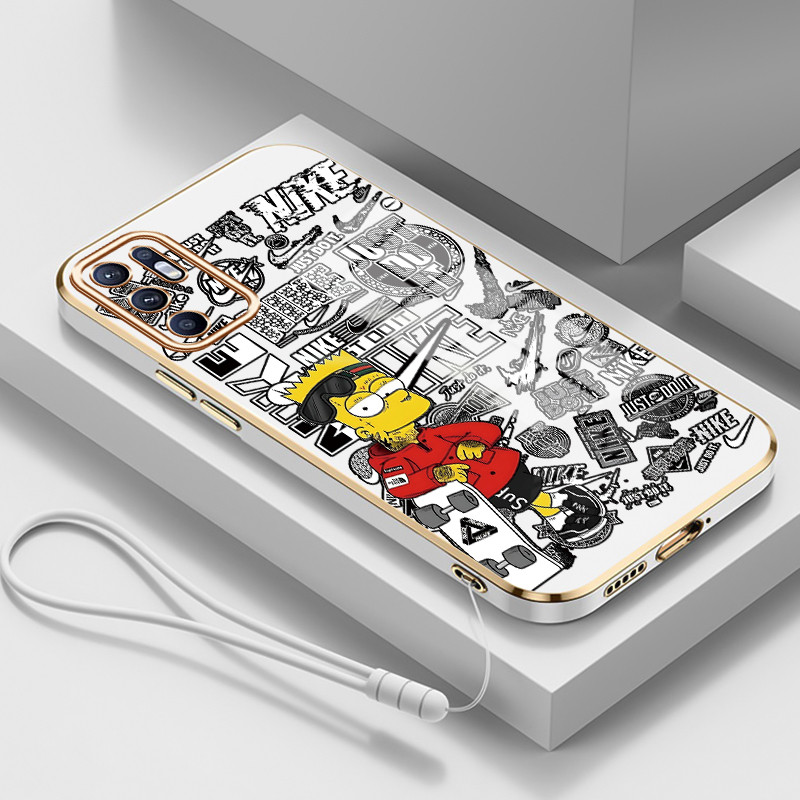 Casing Untuk OPPO Reno 6 4G Reno 6 5G Case Casing HP Softcase Tali gantungan berlapis silikon mewah 