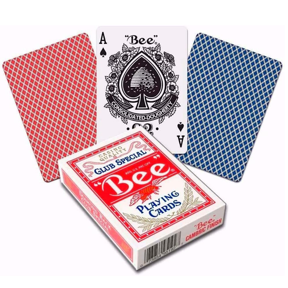 Bee Playing Card No. 92 Diamond Back Club Special Red Blue Poker Cards Games for Easy Reading,