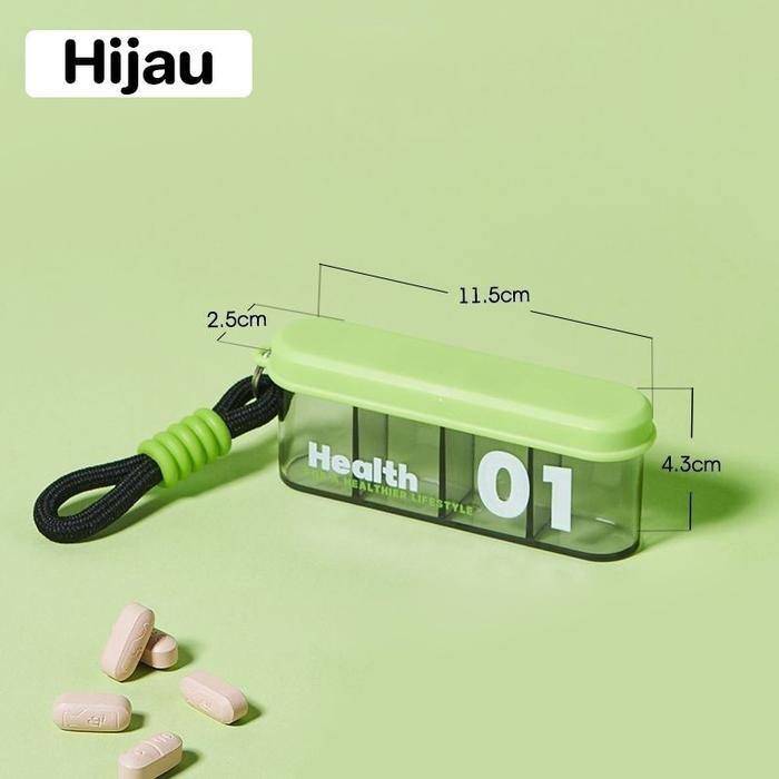4 Sekat Kotak Obat Portabel Mini Kotak Obat Tempat Penyimpanan Obat Sekat Box Daily Personal Medicin
