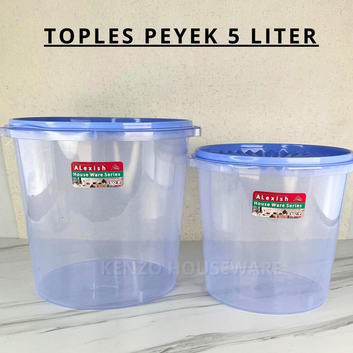 NEW Toples Peyek 5 LITER PEYELE ALEXISH Toples Krupuk Bening Transparan Kedap Udara
