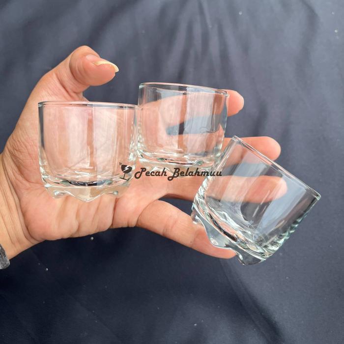 PROMO 1 SET ISI 6 Pcs Gelas Sloki Mini Kaca 90ml Gelas Soju Gelas Kaca Mini Whiskey Gelas Sloki