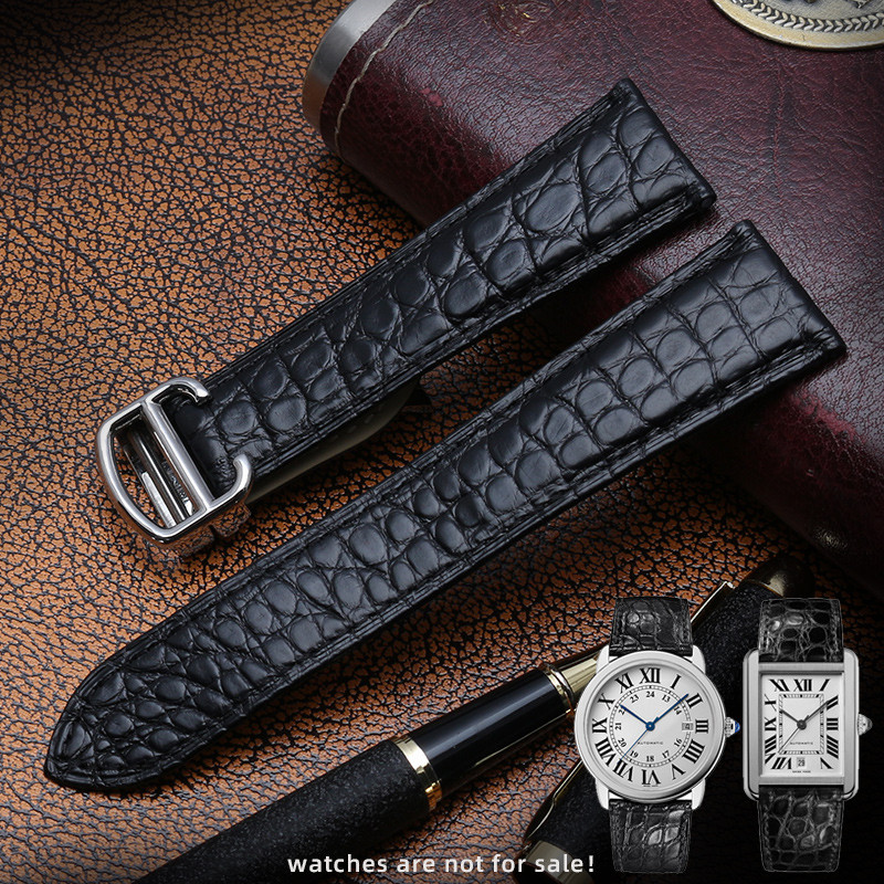 20mm 22mm 23mm For Cartier crocodile strap Genuine leather tank Solo key London calibo Men's