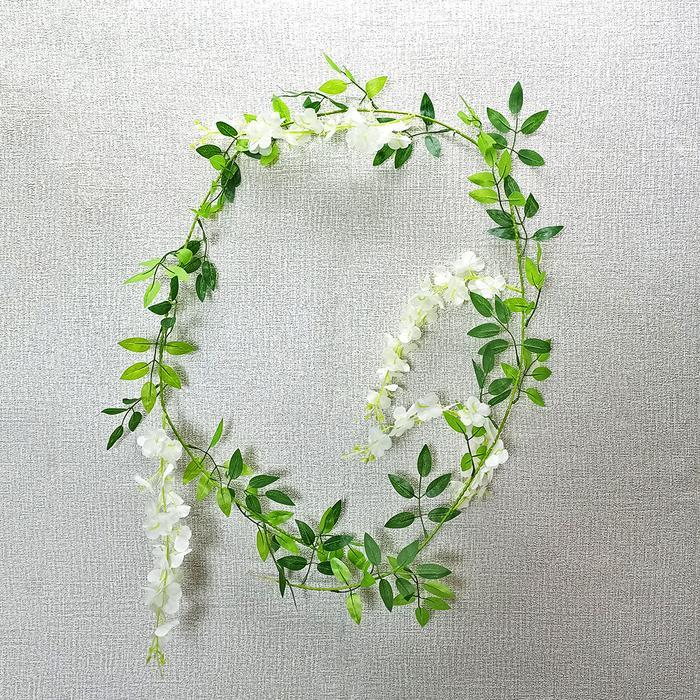 Tanaman Rambat Artificial Bunga Wisteria Plastik Dekorasi Dinding Panjang 2 Meter