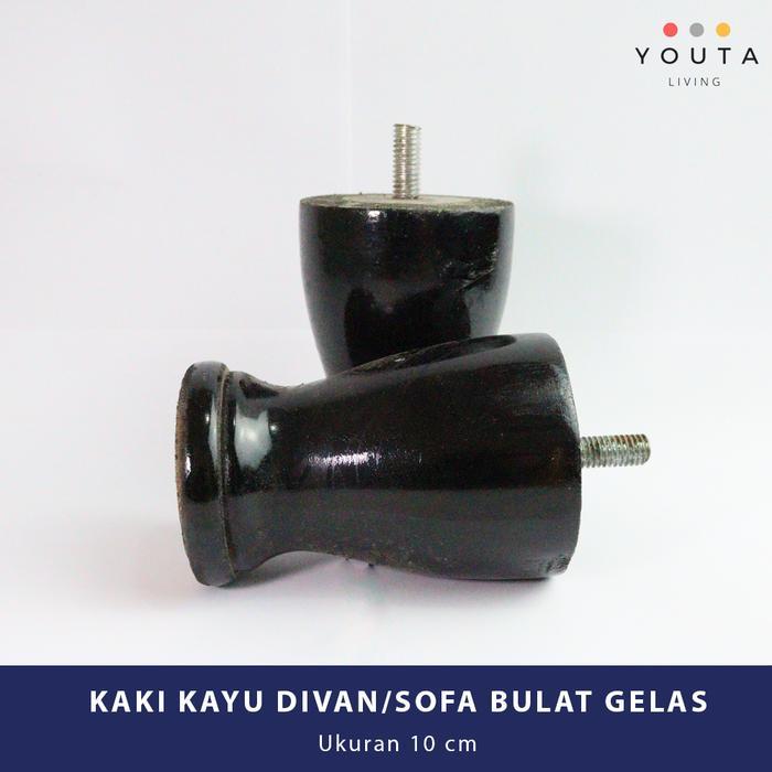 Kaki Kayu Divan/Sofa Bulat Gelas 10 Cm