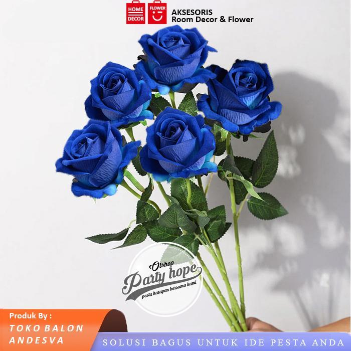 new Bunga Mawar Biru / Bunga Plastik Tanaman hias Artificial mawar Biru ORIGINAL