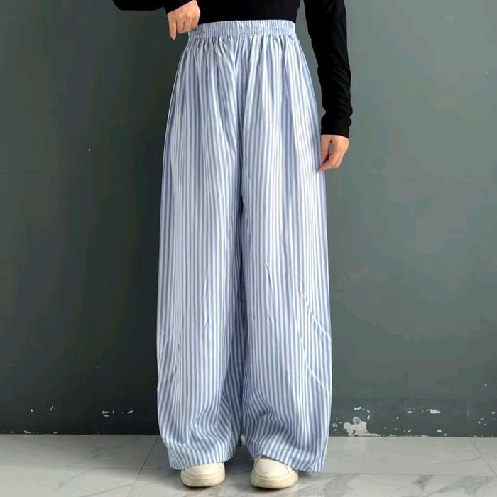 Diskon Celana Kulot Rayon Hommy Dengan Desain Garis-Garis Elegan Dan Nyaman Untuk Dipakai