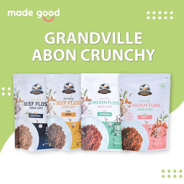 

ORIGINAL Grandville Abon Crunchy 100gr - Sapi Ayam Ikan Spicy Food Gluten Free Non Msg Crispy READY