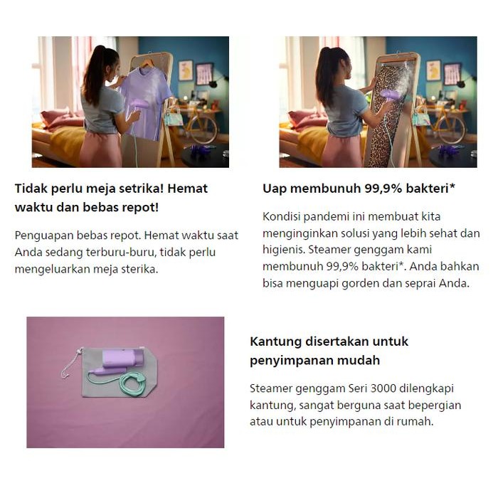 Philips Handheld Steamer Sth3010/70 - Setrika Uap Portable - Setrika Travel - Setrika Philips