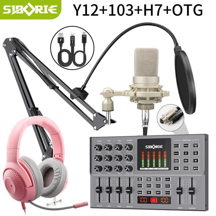 Afud Terang Jaya SiborieFree OtgY12 Soundcard +103 Mic + H7 Headphone + Otg-Iphone/Type C Kabel