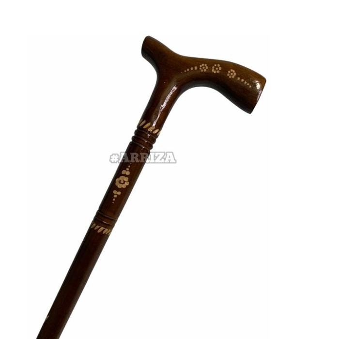 Tongkat Kayu Jati el Palu / Tongkat Jalan / Tongkat Kaki 1 / Tongkat Orang Tua / Teken Ukir Cukit /