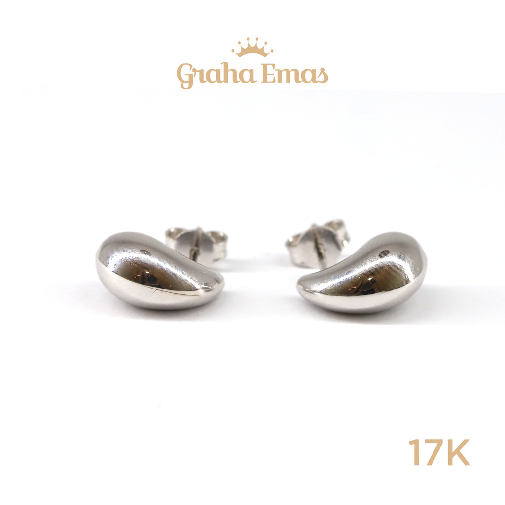 Graha Emas Anting Emas Putih Bentuk 17K - White Gold Model Earring 17 Carat M1539