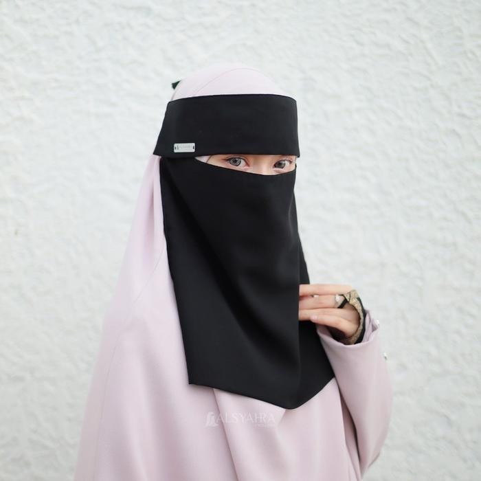 ORIGINAL Alsyahra Exclusive Niqab Poni Style Saudi Sifon Silk Jetblack READY STOCK