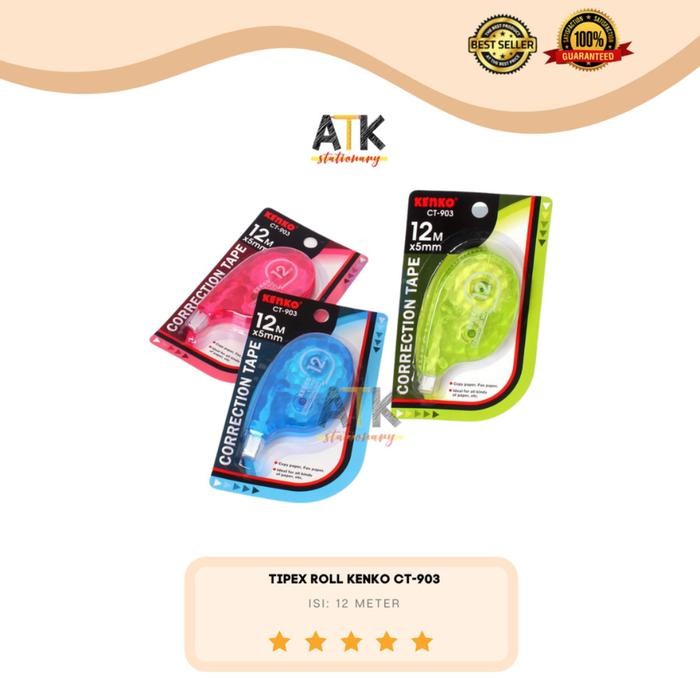 

New Correction tape kenko CT-903 Tip-Ex Kertas 12 Meter( 1 Pcs) Atk