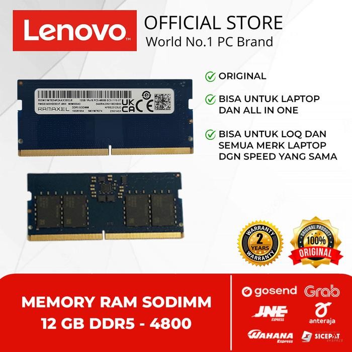 Terlaris Memory Ram Sodimm 12 Gb Ddr5 - 4800 Original New Lenovo Gaming Loq Bisa Untuk Laptop Dan