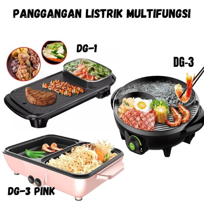 TERMURAH (2 IN 1) Alat Panggang daging Listrik 2 in 1 & HotPot BBQ Grill Pan Tempat Pemanggang